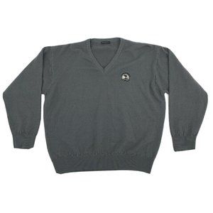 Men's Pebble Beach Collection Long Sleeve V-Neck Sweater Gray Woolmark‎ Golf